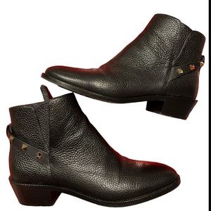 Valentino Garavani Rockstud Moto Black Leather bootie